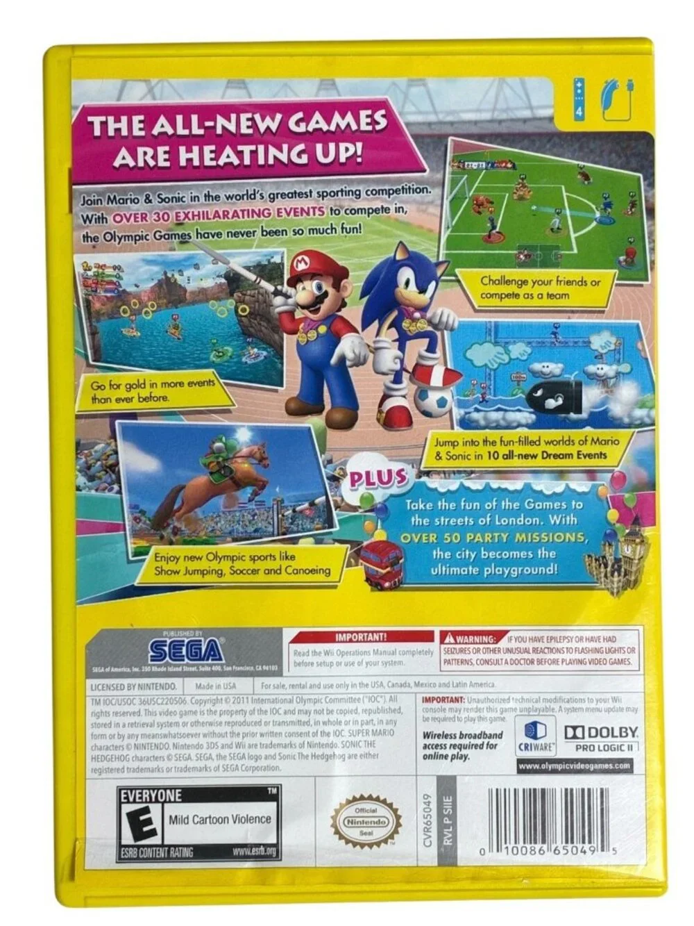 Mario & Sonic London 2012 Olympic Games & Winter Games Wii CIB Complete Tested